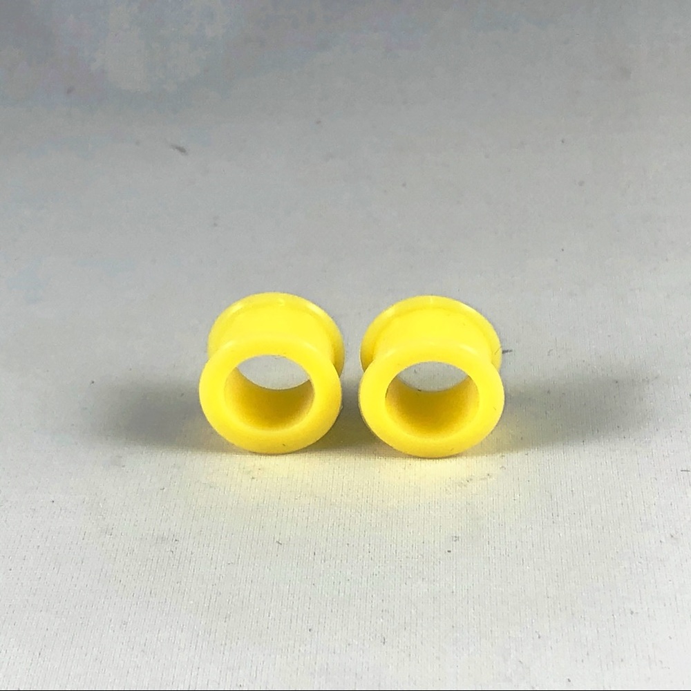 Pair of Yellow Double Flare Silicon Ear Tunnels